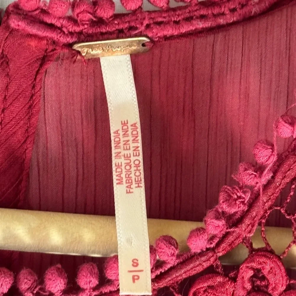 Free People Sunshine of Love Blended Berry Red Mini‎ Dress Sz S